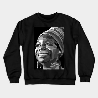 Abstract WPAP Nina Simone with grayscale colors Crewneck Sweatshirt